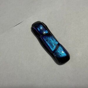 Necklace Slide - Blue Speckled Metallic Glass Slide